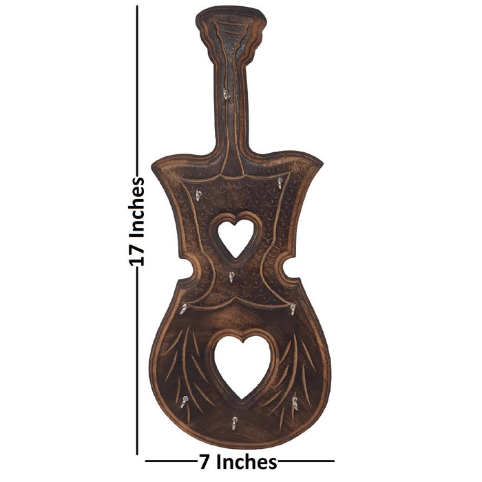 Desi Karigar® Antique Guitar Shape Key Holder ( Black )