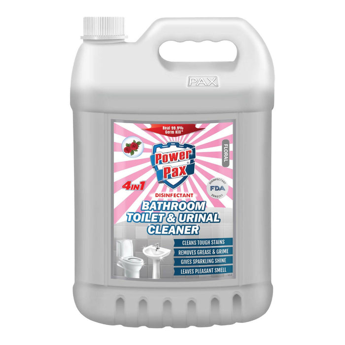PowerPax Bathroom & Toilet Bleach Cleaner Concentrate with 99.9% Germ Kill Disinfectant Sanitizer Action (Floral), 5L