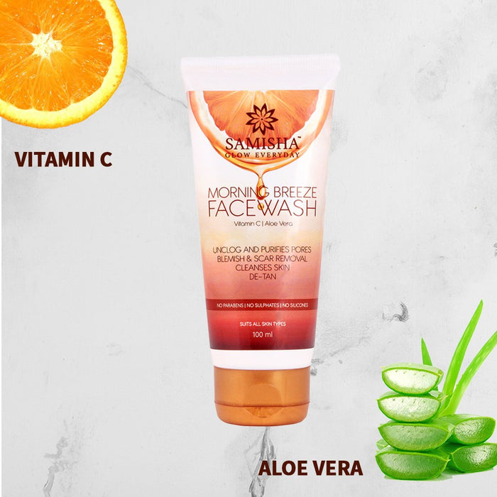 Vitamin C Skin Brightening Face Wash For Oily To Normal Skin, Oil Control, Pore Cleansing, De-Tan, Pigmentation, Blemishes, Acne & Sensitive Skin, Sulfate & Paraben Free For Men & Women, 100 