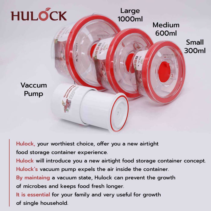 Vacuum Airtight 3pc Container(Round) Red
