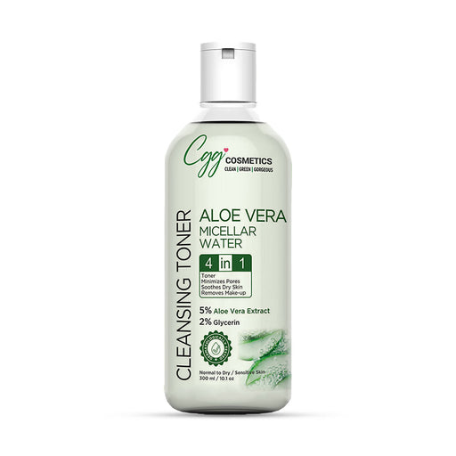 CGG Cosmetics Aloe Vera Micellar Water| 4 in 1|Toner|Removes Makeup| Minimizes Pores| Soothes Dry Skin| with Pure Aloe Vera for All Skin Types. Vegan & Fragrance Free - 300ml - Local Option
