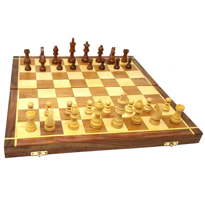 Desi Karigar® Folding Wooden Chess Board Set Game Handmade 16 Inches (Non - Magnetic)