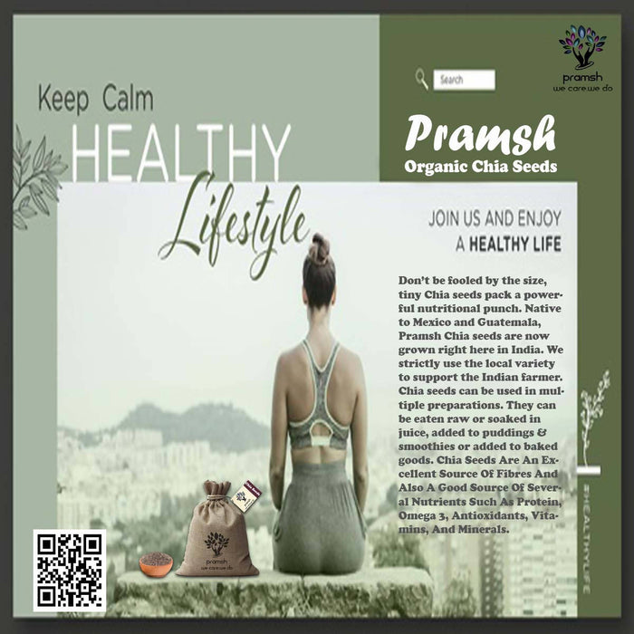Pramsh Luxurious Organic Certified Edible Chia Seeds Rich In Fibre & Protiens Specially Designed For Weight Loss
