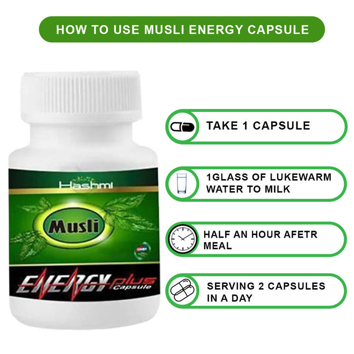 Hashmi Musli Energy Capsule | Increases Sexual Stamina and ejaculation duration 100% Ayurvedic 20 Capsule