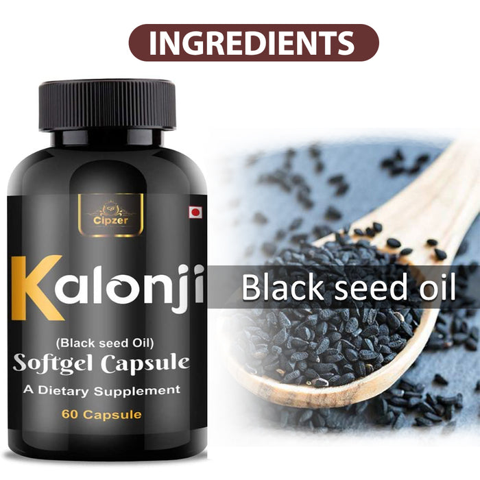 CIPZER Kalonji Tablets for Men and Women (Extracted from Black Seed/ Nigella sativa)- Vegetarian Omega 3 Supplement- Good For Digestion & Immunity Support- Maintain Cholesterol levels- ( Pack of 3) ( Prescription Not Required )