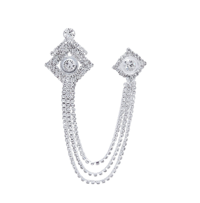 SATYAMANI Kite Silver Metal Chain with Semi-Precious Cubic Zirconia Unisex Brooch for Women Saree Woman Kurti Girls Dress Brooches for Men Suit Man Blazer Boy Kurta and for Female and Male Shirt