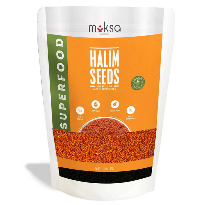 Moksa Organic Halim Seeds Garden Cress Seeds Aliv Seeds 400GM USDA Certified and FSSAI Approved100% Organic and Natural