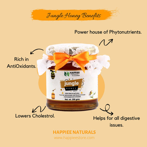 Happiee Naturals - 100% Raw Pure Natural Un-Processed Unheated Jungle honey 250GM - Local Option
