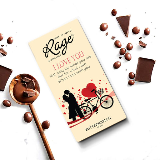Rage I Love U Butterscotch Chocolate Bar 90 gm - Local Option