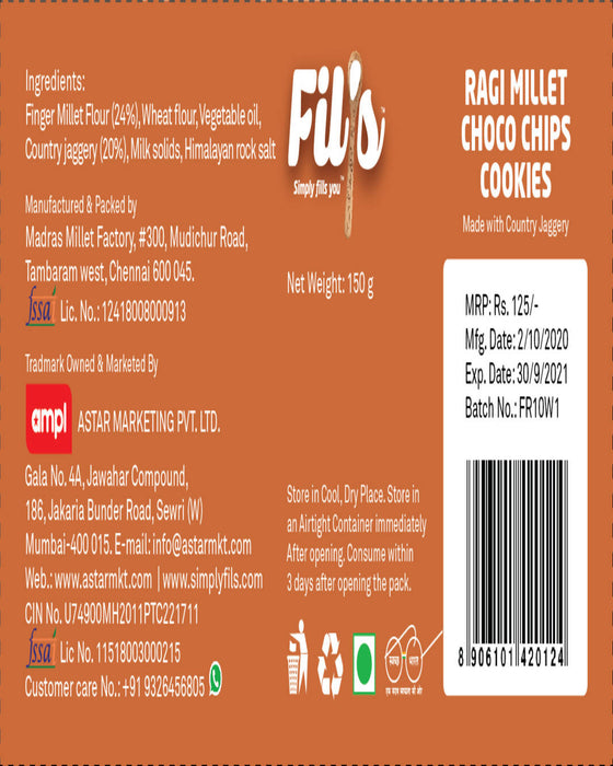 FIl's RAGI MILLET COOKIES WITH CHOCO CHIP'S - Local Option