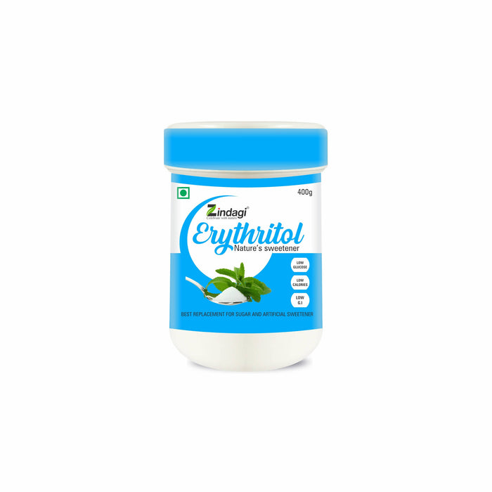 Zindagi Erythritol Powder - 100% Sugarfree - Natural Sweetner - Zero Calorie - Keto Friendly - 400gm Sweetener (400 g) - Local Option