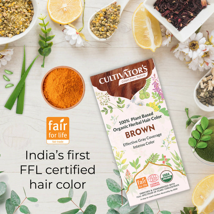 Cultivator's Organic Hair Colour - Herbal Hair Colour for Women and Men - Ammonia Free Hair Colour Powder - Natural Hair Colour Without Chemical, (Brown) - 100g