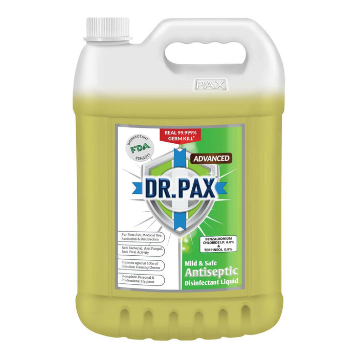 Dr. Pax Advanced Mild & Safe Antiseptic Liquid with 99.999% Germ Kill Disinfectant Sanitizer Action (Natural), 5L