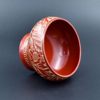 SATYAMANI Brass Red Bowl with Cover 3" for Sage Burning & Home Decoration Fine Quality (Red)
