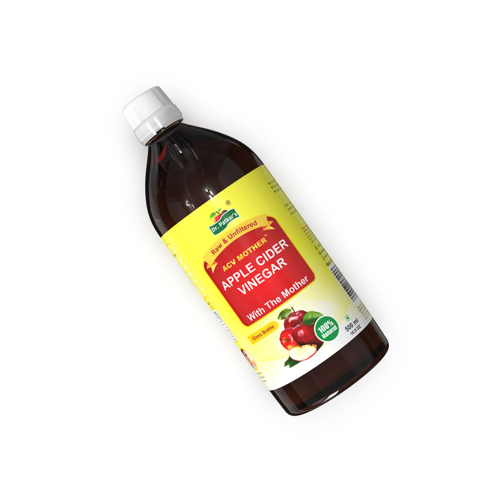 Dr. Patkar's Apple Cider Vinegar with Mother Vinegar | Unfiltered & Undiluted | Suitable for Weight Loss & Improved Immunity (With Mother) 500ml