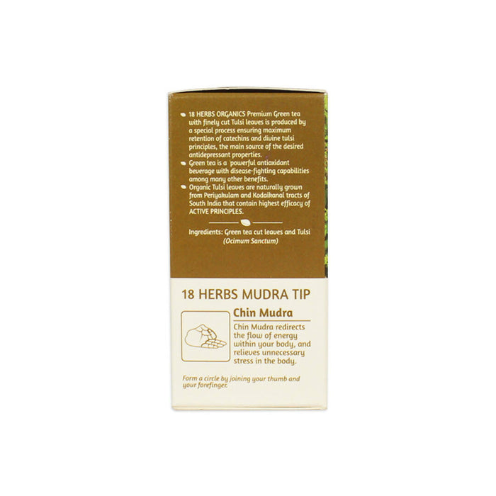 18 Herbs Organics Green Tea with Tulsi - Reduces Stress, Rich source for antioxidants