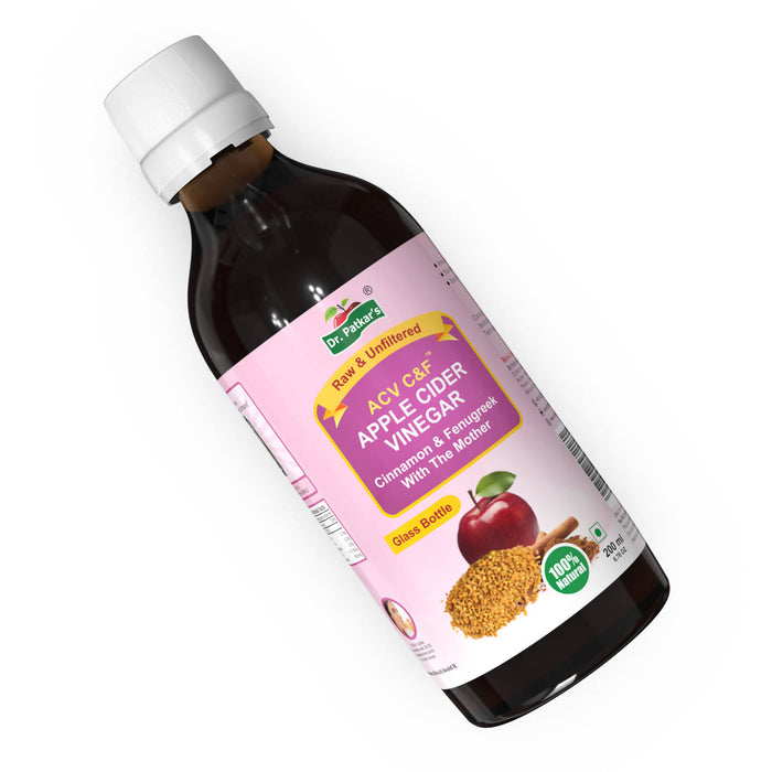 Dr. Patkar's Apple Cider Vinegar with Cinnamon & Fenugreek | Unfiltered & Undiluted | Suitable for Sugar & Diabetes Control with Improved Immunity & Lowers Bad Cholesterol (With Mother) 500ml