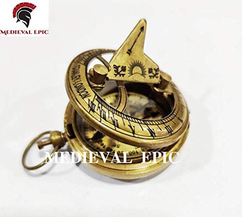 Brass Compass Push Button Sundial Compass