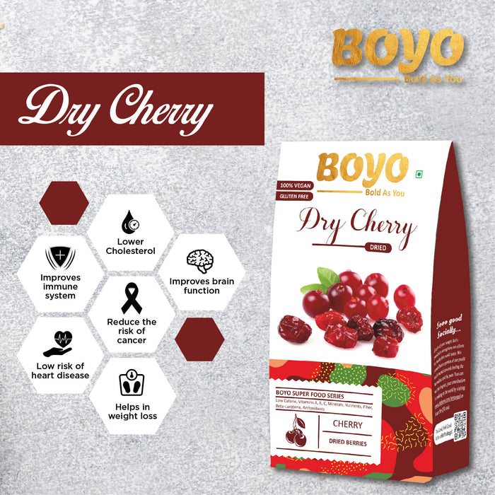BOYO Dried Whole Cherry 200g (Whole & Unsweetened) 100% Vegan & Gluten Free