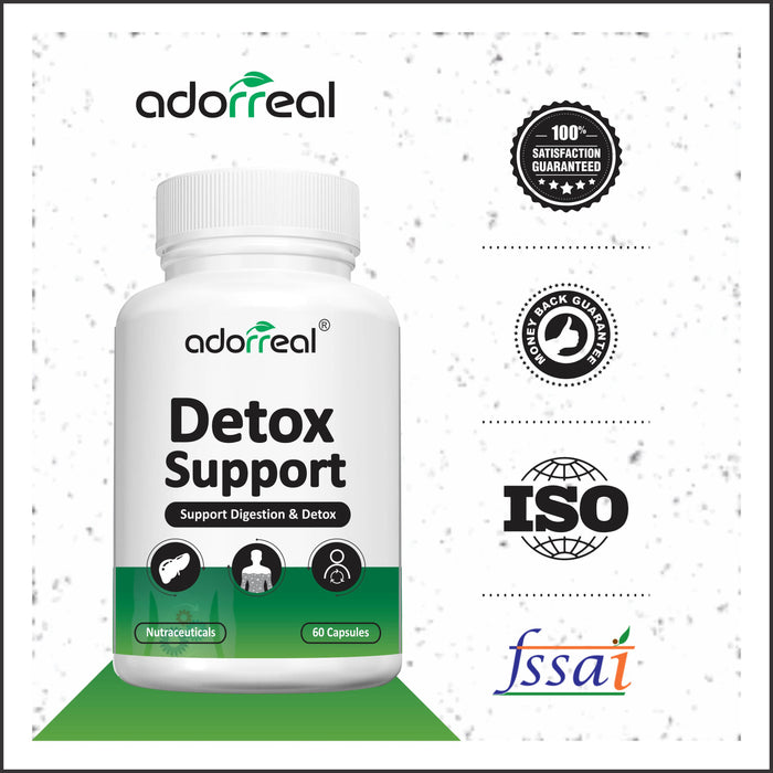 Adorreal Herbal Body Detox Supplement promote full Body Detox Supports Weight loss & Immunity Support | 60 Capsules |
