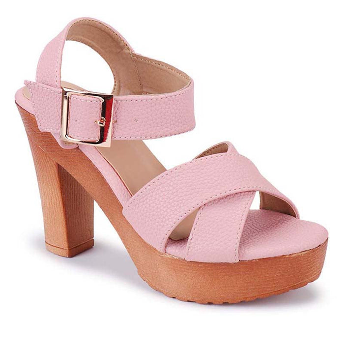 Pink Cross Buckle Heel Sandal Women Stylish Fancy and Comfort Trending Fashion Sandal