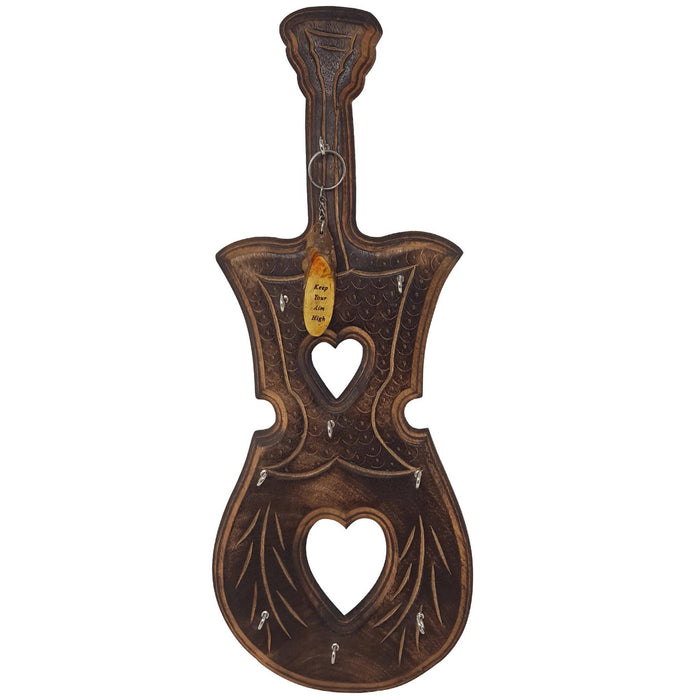 Desi Karigar® Antique Guitar Shape Key Holder ( Black )