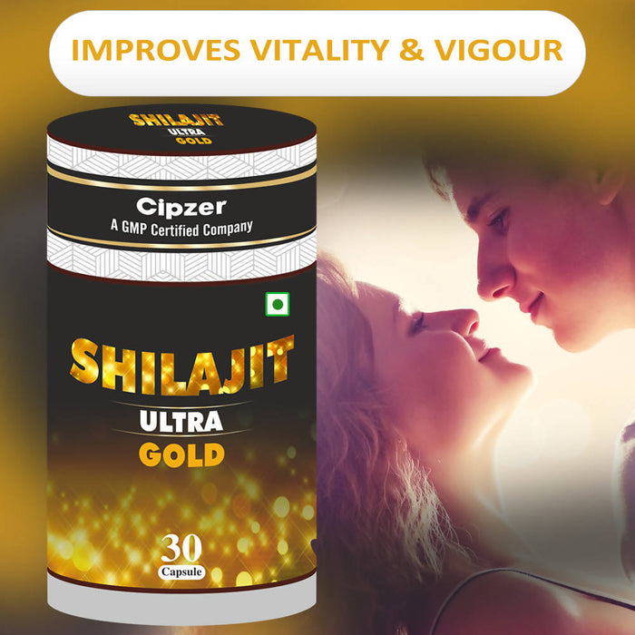 CIPZER Shilajit Ultra Gold- Helps To Increase Timings And Stamina During Bed Performance- Boosts Vitality & Energizes- Improve Endurance And Confidence- (Pack 30 Capsules- Pack Of 1 Bottle)