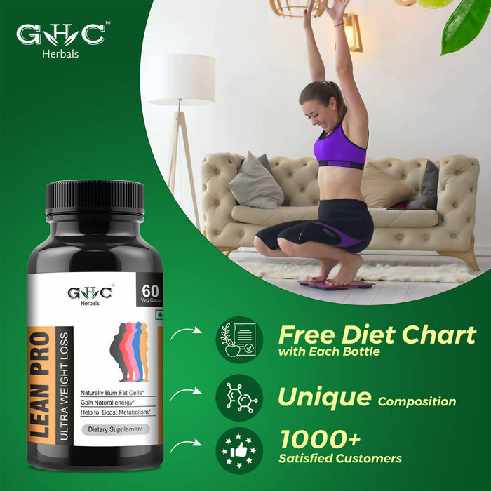 GHC Herbals Weight Loss - Natural Fat Burner Supplement with Garcinia Cambogia, Grape seed, Green Coffee Bean, Grean Tea, Piperine extract - 60 Veg Capsules - Local Option