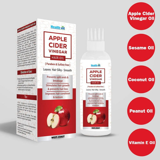 Healthvit Apple Cider Vinegar Hair Oil Paraben & Sulfate Free For Leaves Hair Silky & Smooth 100ml - Local Option