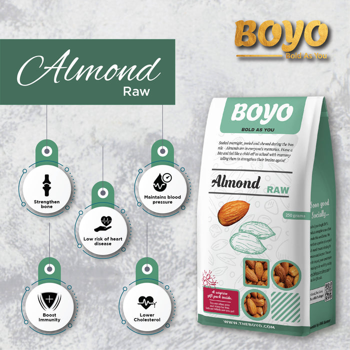 BOYO 100% Natural California Almonds 500g - Badam, Vegan & Gluten-Free