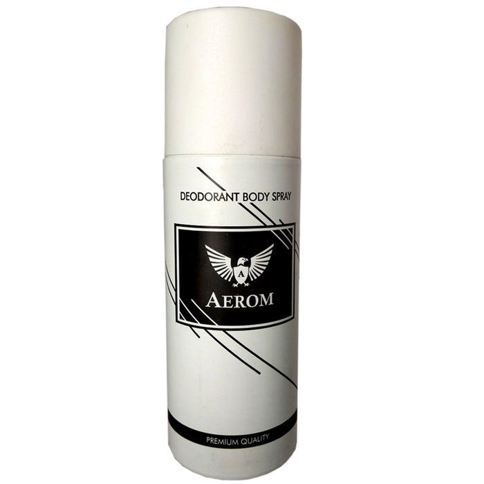Aerom White & White Premium Quality Deodorant Body Spray For Men, 150 ml each (Pack of 2)