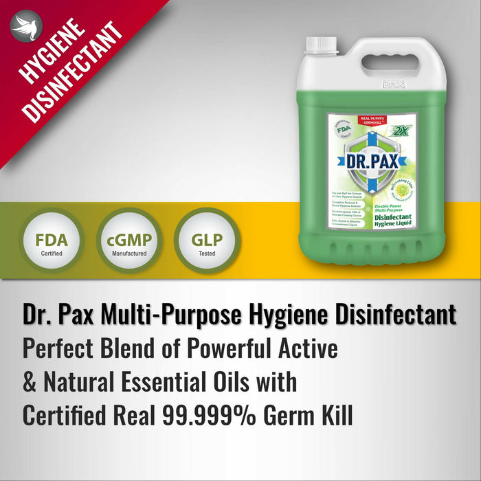 Dr. Pax Double Power Multipurpose Disinfectant Hygiene Liquid (Refreshing Lime), 5L