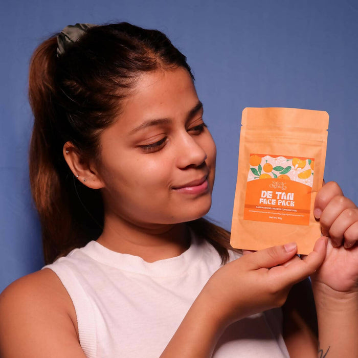 Strictly Organics Ayurvedic De-Tan Face Pack for Tanning, Pigmentation & Glowing Skin enriched with Sandalwood, Mulethi & Multani Mitti |For Men & Women, 50g