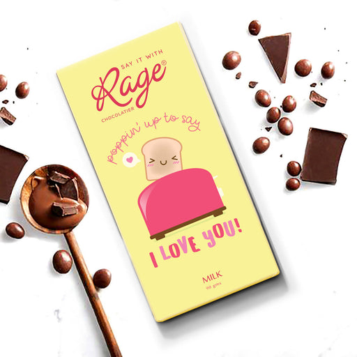 Rage Popin Up to Say I Love You Chocolate Bar, 90 Grams - Local Option