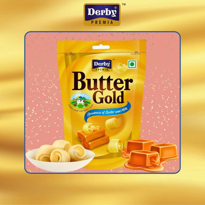 Derby BUTTER GOLD TOFFEE - GODNESS OF BUTTER AND MILK | Pack of 1 | Milk, Butter Toffee |