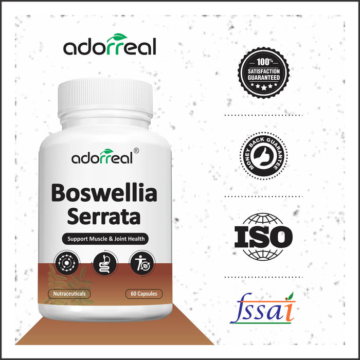 Adorreal Boswellia Serrata Shalaki Pure Extract for Bones & Joints Health | Boosts Immunity & Healing | 60 Capsules |