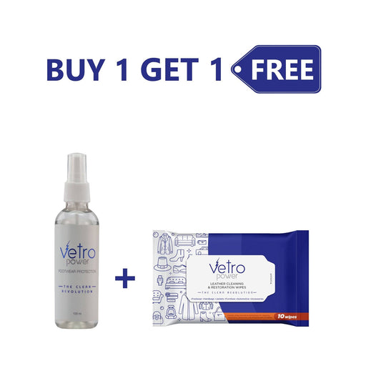 Vetro Power Footwear Protection 100ml - Buy 1 Get 1 Leather Wipes (pack of 10) FREE - Local Option