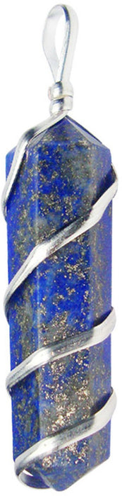 SATYAMANI Blue Non-Precious Metal Natural Energized Lapis Lazuli Double Point Pendant for Men and Women