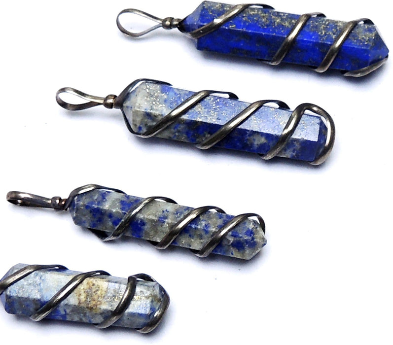 SATYAMANI Blue Non-Precious Metal Natural Energized Lapis Lazuli Double Point Pendant for Men and Women