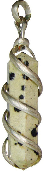 SATYAMANI Natural Energized Original Dalmatian Jasper Double Point Spiral Pendant (Pack of 1 Pc.)