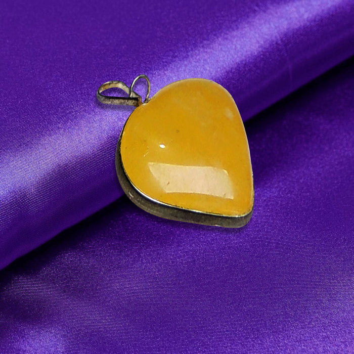 SATYAMANI Natural Energized Yellow Quartz Heart Energy Pendant (Pack of 1 Pc.)