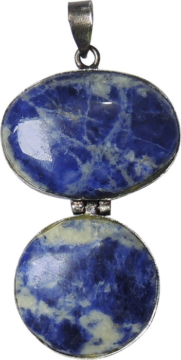 SATYAMANI Natural Sodalite Double Point Agate Metal, Crystal Pendant (Pack of 1 Pc.)