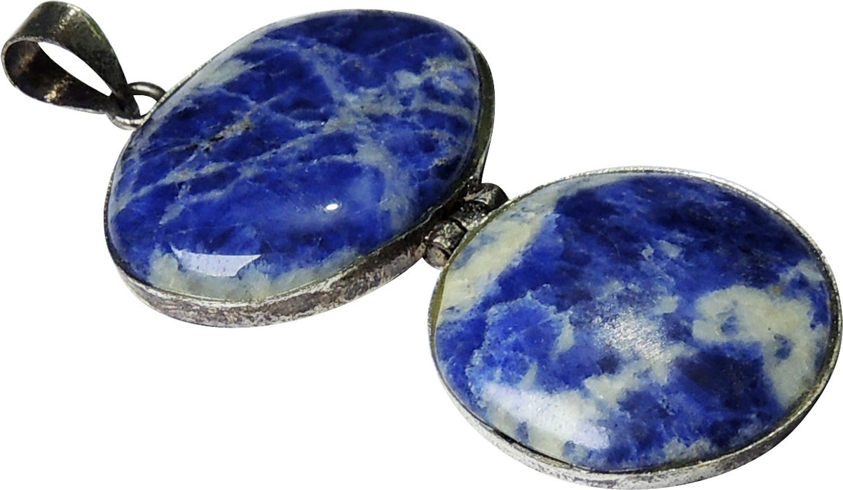 SATYAMANI Natural Sodalite Double Point Agate Metal, Crystal Pendant (Pack of 1 Pc.)