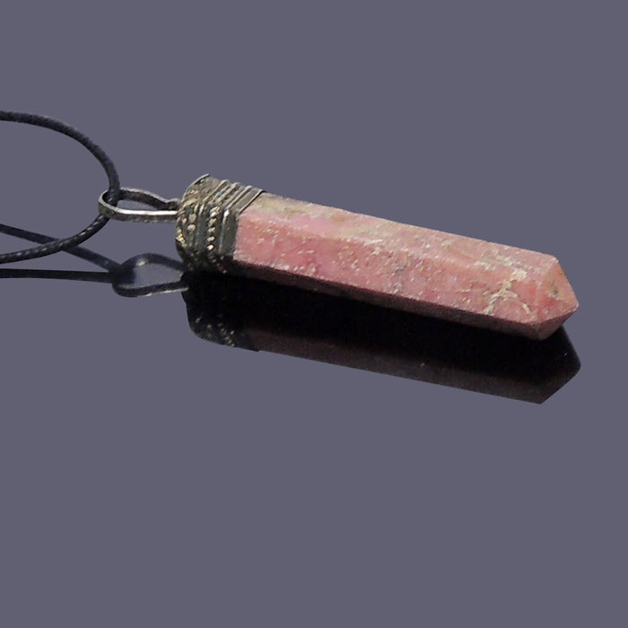 SATYAMANI Natural Stone Rhodonite Point Pendant For Man, Woman, Boys & Girls- Color- Multi (Pack of 1 Pc.)