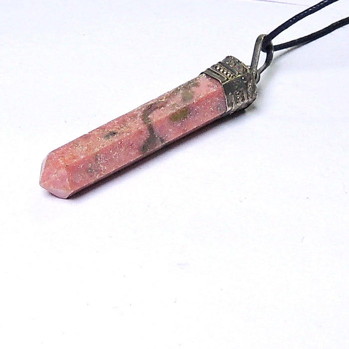 SATYAMANI Natural Stone Rhodonite Point Pendant For Man, Woman, Boys & Girls- Color- Multi (Pack of 1 Pc.)