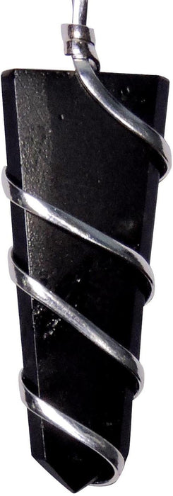 SATYAMANI Natural Energized Original Black Tourmaline Gemstone Flat Wrapped Pendant (Pack of 1 Pc.)