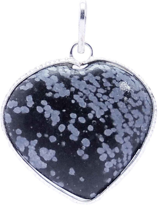 SATYAMANI Natural Energized Original Snowflake Obsidian Heart Overlay Pendant (Pack of 1 Pc.)