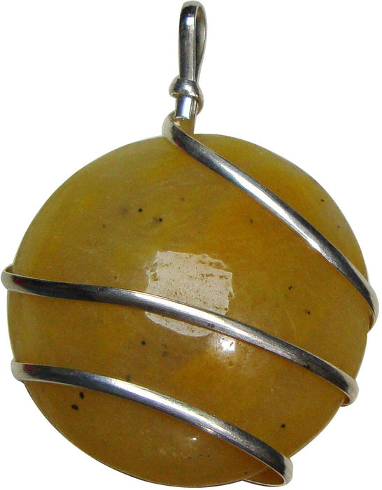 SATYAMANI Natural Energized Original Yellow jasper Round Wrapped Pendant (Pack of 1 Pc.)