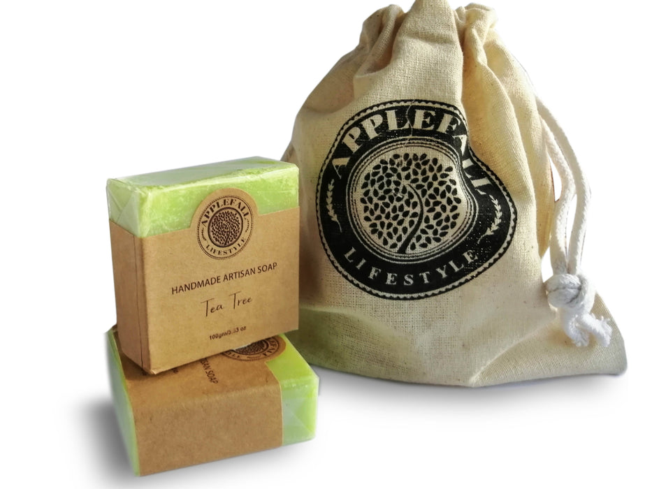 Applefall - 100% Natural | Hand-Crafted | Tea Tree Luxury Soap | 100 gm | Pack Of 2 - Local Option