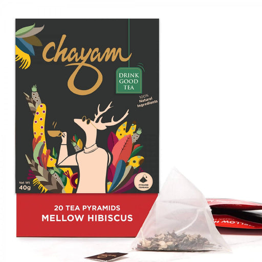 CHAYAM Mellow Hibiscus with Beetroot and Ginger - 100% Natural Herbal Tea (20 Pyramid Tea Bags) - Local Option